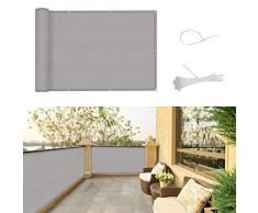 SUNNY GUARD Frangivista per Balcone 90x400cm Protezione della Privacy Frangivento in PES,Impermeabile,Anti-UV con Fascette,Grigio