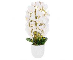 SPRINGOS Orchidea artificiale con fiori e vaso in ceramica Fiore artificiale Fiore artificiale 85 cm (bianco)