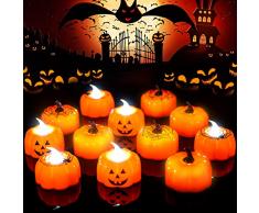 LOVEXIU Halloween Dekoration Zucca Candele LED,Lumini Decorativa Zucca Halloween, Luminosa Zucca Decorativa di Halloween,Autunnali,Festa Interni Terrazzo Balcone Giardino 1