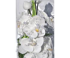 Pure White Fresh Touch con motivo floreale orchidea, artificiale in vaso