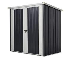 Outsunny Casetta da Giardino in Lamiera di Acciaio, Capanno a Doppia Porta con Sistema di Blocco, 147x86x134cm, Nero e Bianco