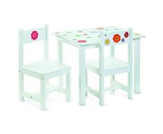 Zeller, Set di tavolino e sedie per bambini, 3 pz, Bianco (Weiß), dimensioni tavolo: 59 x 47 x 45 cm, dimensioni sedie: 28 x 28 x 51,5 cm