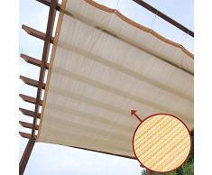 Telo Ombreggiante, Vela Parasole Beige per Copertura per Tettoia/Gazebo Pergola, Tendalino Parasole per Auto Realizzato in Polietilene di Alta qualità, Effetto Protezione Solare 90%, Antipolvere e A