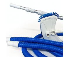 San Marco Kit Pulizia Fondo Piscina con Spazzola aspirafango, Asta telescopica da 3,6 mt e Tubo