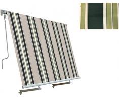 TENDA DA SOLE RULLO A CADUTA verde/bianco 3X2,5 MT SENZA CASSONETTO 300x250 CON BRACCI BALCONE