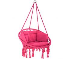 TecTake 800708 Poltrona Sospesa, Interni & Esterni, Diametro Seduta 60 cm, Robusta, Grande e Morbidissimo Cuscino - Disponibile in Diversi Colori (Rosa | No. 403340)