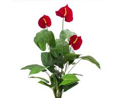 artplants.de Anturio Decorativo con 3 Fiori, 25 Foglie, 80cm - Pianta Tropicale Artificiale/Anturio Finto
