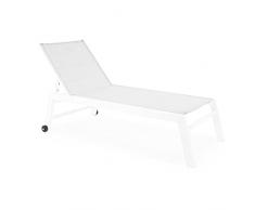 Decorspace Lettino prendisole in alluminio Sun con ruote per piscina e giardino (Bianco Imbottito)