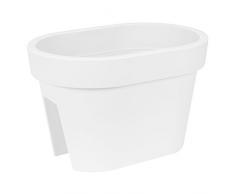 Vaso fioriera per ringhiera, serie Lofly Railing ovale, altezza 25 cm, colore: bianco