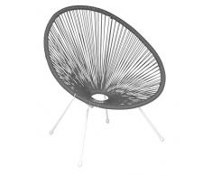 Enrico Coveri Contemporary Sedia Acapulco in Corda E Metallo, Poltrona Moderna ed Elegante, Ideale per Salone, Soggiorno, Cucina e Giardino (Grigio)