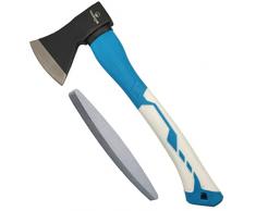 THORQUE - Ascia Spaccalegna Professionale 600gr | Accetta Spaccalegna Manuale in Acciaio con Pietra Cote Multiuso per Affilare, Manico Antiscivolo, Ascia Sopravvivenza con Coprilama