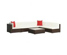 vidaXL Set Divani da Giardino 23pz Polyrattan Marrone Sofa Tavolo Cuscini Pouf