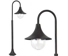 BAKAJI Lampione Vittoriano Classico da Giardino in Alluminio Lampada Braccio ad Arco Lanterna a Sfera Colore Nero Finitura Anticata Bronzo IP44 E27 (1 Luce 120 cm)