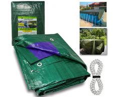 Parpyon® Telo impermeabile esterno Multiuso da 100gr/mq telo copritutto telone occhiellato ombreggiante per gazebo piscina campeggio mobili giardino (100Gr, 2x3)