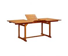 KOIECETA Teak - Tavolo da giardino in legno massiccio, allungabile, tavolo da pranzo, tavolo da pranzo, tavolo allungabile, tavolo da giardino (rettangolare/(150-200) x 100 x 75 cm)