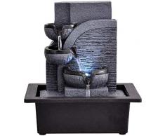 ANXWA Fontana Zen Fontane da Interno per Cascata da Tavolo A 3 Livelli con Luci A LED Relax Zen Meditation Ambient Lenitive Cascading per Soggiorno in Ufficio23 * 17 5 * 25 5 Cm