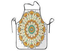 Mandala ornamentale etnica con stile caleidoscopio Geometria circolare e fiori Grembiule da barbecue divertente Grembiule da cucina Cucina creativa Cottura alla griglia Grembiule da giardinaggio Gremb