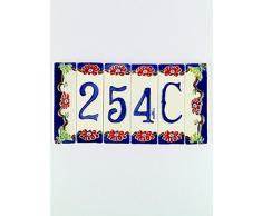 Numeri civici in ceramica,numero civico ceramica fiore,tasselli ceramica nfp 5.Dim:Altezza 11,5cm,larghezza totale 21,7cm