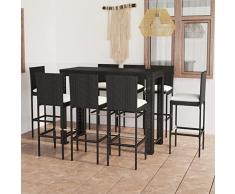vidaXL Set Bar da Giardino 9 pz con Cuscini in Polyrattan Crema