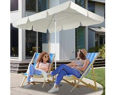 Miadomodo Ombrellone per giardino terrazza balcone rettangolare 1,8 x 1,2 m colore beige