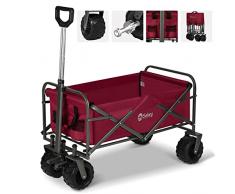 Sekey Carretto Pieghevole con Freno Carro Pieghevole Carriola Esterna Carrello per Spiaggia Adatta a Tutti i Terreni Rimorchio da Giardino Esterno Carrello da Trasporto, Rosso