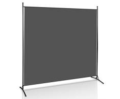Vigevee Paravent 180 x 180 cm, divisorio pieghevole indipendente, grande da giardino, divisorio per balcone, protezione per la privacy, paravento per uffici, balcone, antracite