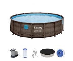 Bestway Power Steel Swim Vista Series Piscina con Telaio in Acciaio, Rattan Marrone