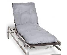Beautissu Cuscino per lettini Prendisole e sedie a Sdraio Flair RL - 190x60x8cm - Ideale in Spiaggia, Giardino, Balcone - Grigio Chiaro