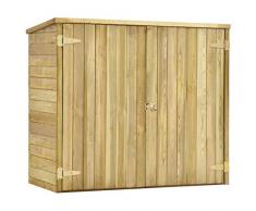 vidaXL Legno di Pino Impregnato Rimessa Attrezzi da Giardino con 3 Ripiani Design Liscio Casetta Attrezzi per Esterni 135x60x123 cm