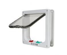 TKOOFN Gattaiola Porta Basculante per Gatti e Cani, Entrata e Uscita Controllabile, Materiale ABS, Dimensione Interna 15 x 16 x 5.5cm (Colore Bianco)