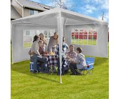 MIADOMODO Gazebo da Giardino - 3x4m, 4 Panelli Laterali Rimovibili, Impermeabile, Protezione UV30+, Bianco - Padiglione, Tendone per Feste, Tenda per Esterno