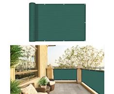 SUNNY GUARD Frangivista per Balcone 90x600cm Protezione della Privacy Frangivento in HDPE, Anti-UV con Fascette,Verde
