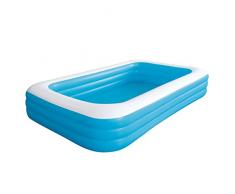 Jilong Fun Piscina Gonfiabile Rettangolare 3 Anelli, Blu, 305 x 183 x 56 cm