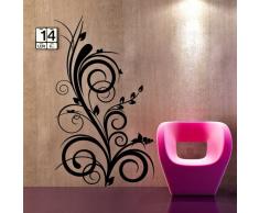 00722 Adesivi murali ''Pianta ornamentale'' - Stickers adesivi - 60x100 cm - Nero - Decorazione parete, adesivi per muro, carta da parati
