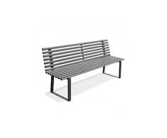 ANDRYS – Panchina da Esterno Design Moderno, con Viterie e Tappi in Pvc Neri, in Acciaio Zincato a Freddo con Verniciatura in Polvere, Colore Nero, 190 x 82 x 50 cm