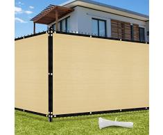 UIRWAY Telo Ombreggiante Sabbia 1,52m x 15,24m Rete Ombreggiante Occhiellato Protezione 90% Blocco Privacy Servizio Pesante HDPE 142g/m² Frangivista per Recinzione Giardino Terrazzo (Sabbia)