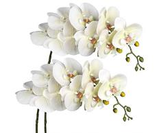 Breve orchidea artificiale con 9 steli di orchidea Phalaenopsis vero tocco Phalaenopsis orchidea spray fiore artificiale per la casa di nozze decorazione 2 pezzi