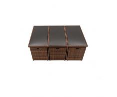 TecTake SET DI MOBILI DA GIARDINO POLI RATTAN ALLUMINIO ARREDAMENTO SET 4 SEDIE + TAVOLO +4 SGABELLI + INVOLUCRO PROTETTIVO | VITI IN ACCIAIO INOX - diverses couleurs - (nero marrone | no. 401985)