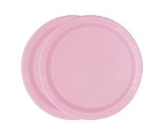 WedDecor Confezione da 20 piatti di carta, 18 cm, rotondi, resistenti e usa e getta, perfetti per picnic, barbecue, compleanni, baby shower, matrimoni ed eventi di Natale, bel rosa
