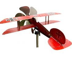 Aereo segnavento da giardino, Albatros Barone Rosso, in acciaio su cuscinetti a sfera, prodotto in Italia