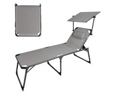 Aktive 62613 - Sdraio pieghevole multiposizione con parasole 193x67x85 cm campeggio