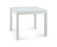 blumfeldt Pamplona Extension Tavolo da Giardino - Allungabile, Materiali: Alluminio, Vetro, SmartSpace Concept, Superficie: 180 x 83 cm, Fino a 6 Persone, Resistente alle Intemperie, Bianco
