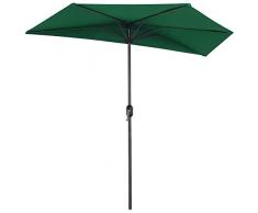 SONGMICS Ombrellone da Balcone a Semicerchio di Diam. 2,7 m, Ombrellone Decentrato con Manovella, Parasole con Protezione UPF50+, Base Non Inclusa, per Terrazzo Giardino Esterno, Verde Scuro GPU31GN