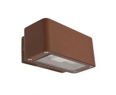 Lampada da parete, applique LED bianco caldo, 12W, color ruggine, uso esterno