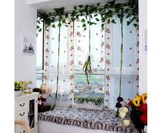 Nclon Altezza Regolabile Le Tende Tenda per Finestra,Oscuranti Oscurante Eleganza Ricamo Balcone Camera da Letto Voile Le Tende Tenda per Finestra-Pannello Verde 1 W80cm*D200cm