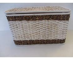 CESTO PORTA BIANCHERIA BAULE VIMINI IN RATTAN FODERA TEXTILENE CM 55X31X35 H PORTABIANCHERIA