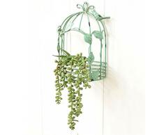 Espositore per piante Supporto per fiori da appendere a parete in gabbia di uccelli in ferro battuto - supporto da fiori per decorazione da parete - decorazione da giardino - espositore per portaogget