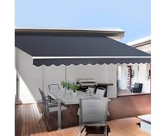 0℃ Outdoor Tenda da Sole per Esterno Avvolgibile, Tenda da Sole Retrattile Manuale, Tenda Esterno Sole,Tenda da Sole da Parete a Muro, Tenda da Sole Estensibile per Balcone/Giardino/Esterno,#4,4x3m