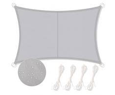 Tenda a Vela Ombreggiante Impermeabile Rettangolare 2x3 m con Corde,Tenda da Sole in Tessuto Realizzato in Oxford di Qualità,Traspirante Protezione UV,per Giardino,Balcone,Terrazza