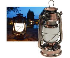 ChiliTec 22634 - Lanterna da campeggio a LED, in rame, a intensità variabile, funzionamento a batteria, 4 x AA Mignon da 23,5 cm, con occhiello, luce bianca calda, 6 V